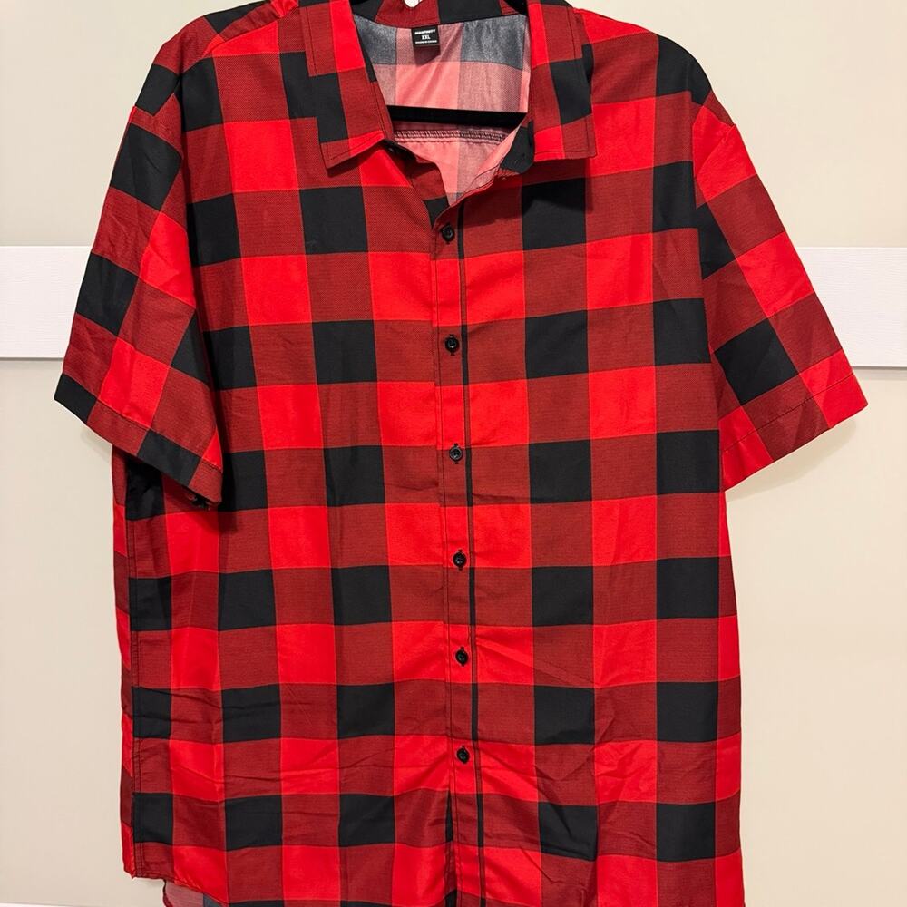 Manfinity Buffalo Plaid Button-Up Shirt – Men’s XXL